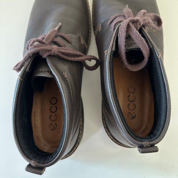 Ecco Mens Goretex Turn Chukka Brown Mid Leather Boots Size EU 44 US 10.5 Lace Up - Picture 6 of 9